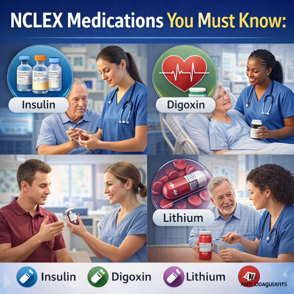 NCLEX Medications You Must Know: Insulin, Digoxin, Lithium, and Anticoagulants NCLEX exam